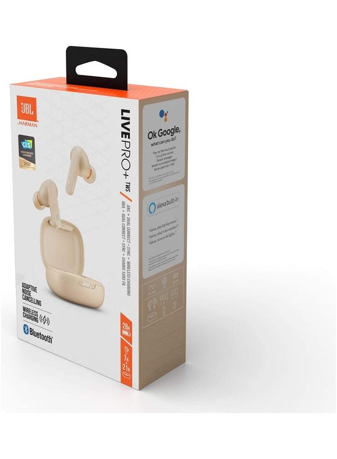 JBL - Live Pro+ TWS True Wireless Noise Cancelling Earbuds Beige - Image 1