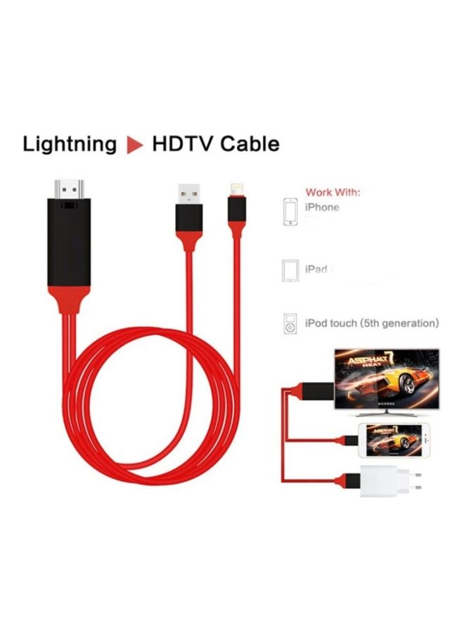 بلاك تايجر كيبل HDTV للايفون لعرض الصور و الفيديوهات من الجوال الى التلفزيون أسود/ أحمر - Image 2