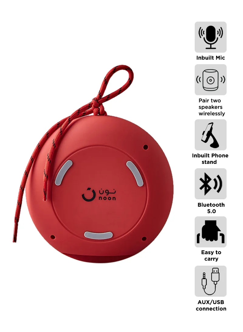 Noon East Cicada 3W Portable Bluetooth Speaker With Phone Stand, TWS function and USB Playback Red
