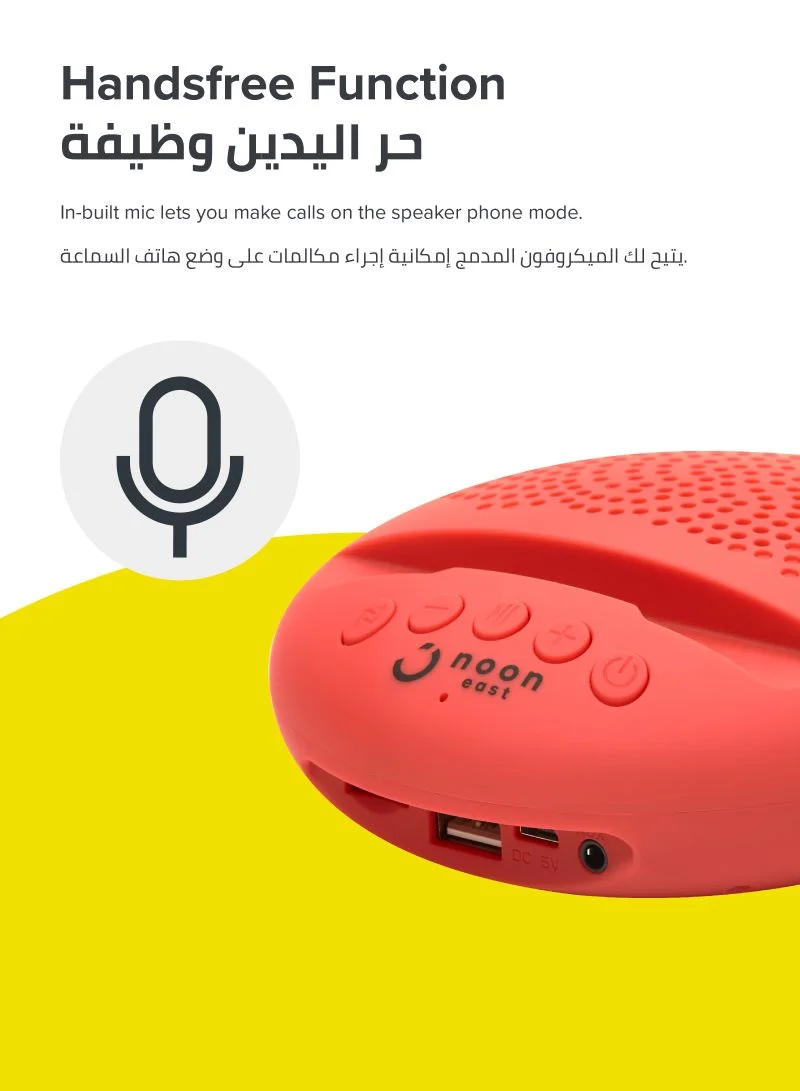 Noon East Cicada 3W Portable Bluetooth Speaker With Phone Stand, TWS function and USB Playback Red