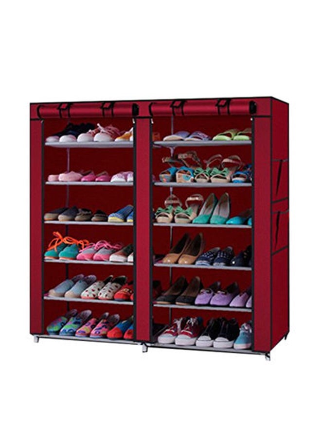 ALMUFARREJ 12-Shelves Multipurpose Adjustable Collapsible Shoe Rack Red 120x118x30cm  - Image 1