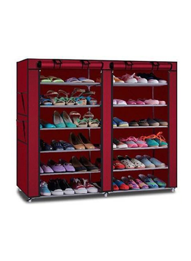 ALMUFARREJ 12-Shelves Multipurpose Adjustable Collapsible Shoe Rack Red 120x118x30cm  - Image 2