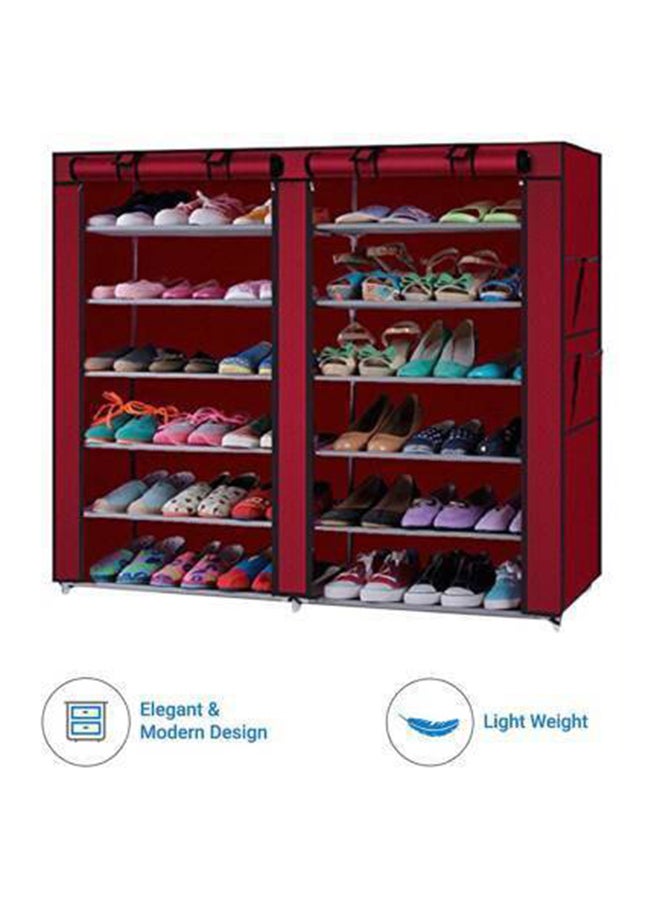 ALMUFARREJ 12-Shelves Multipurpose Adjustable Collapsible Shoe Rack Red 120x118x30cm  - Image 3