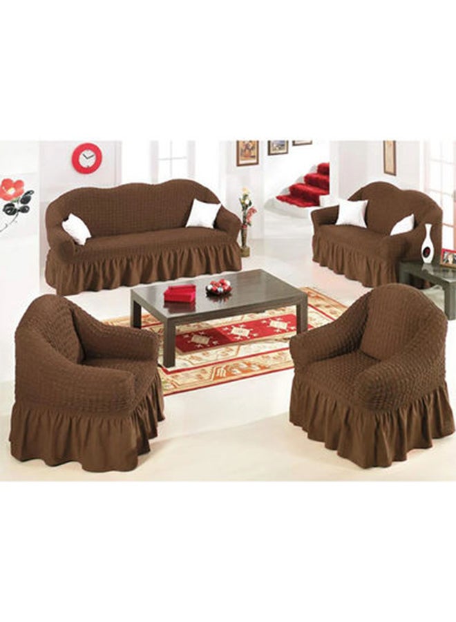 Fabienne - 4-Piece Seven Seater Exquisitely Detailed And Beautifully Designed Attractive Bubble Type Pattern Sofa Slipcover Brown 190x230cm - Image 1