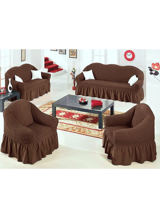 Fabienne - 4-Piece Seven Seater Exquisitely Detailed And Beautifully Designed Attractive Bubble Type Pattern Sofa Slipcover Brown 190x230cm - Image 1
