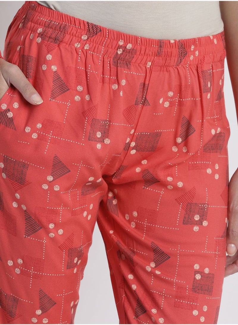 Aila Casual Comfortable Relaxed Fit Three-Quarter Pyjamas With A Matching Scrunchie Multicolor  - Image 5