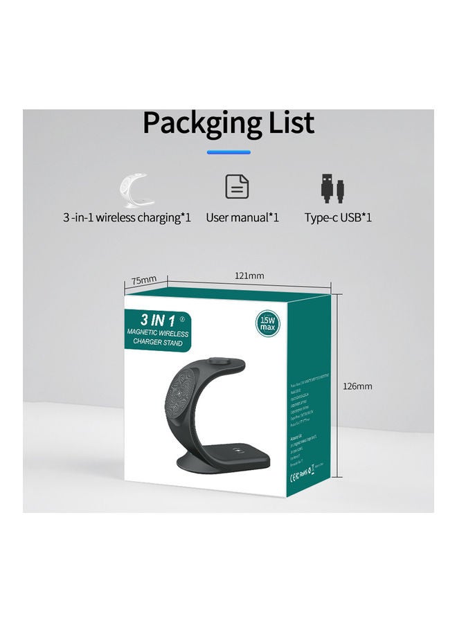 Arabest 3-In-1 Magnetic Wireless Charger Stand white - Image 5