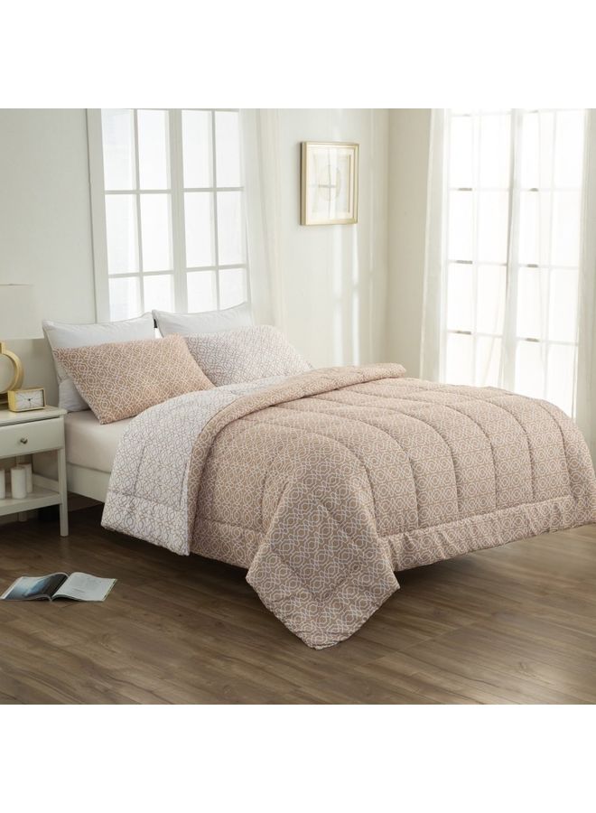 3-Piece Full Reversible Comforter Set combination Multicolour 150 x 220cm