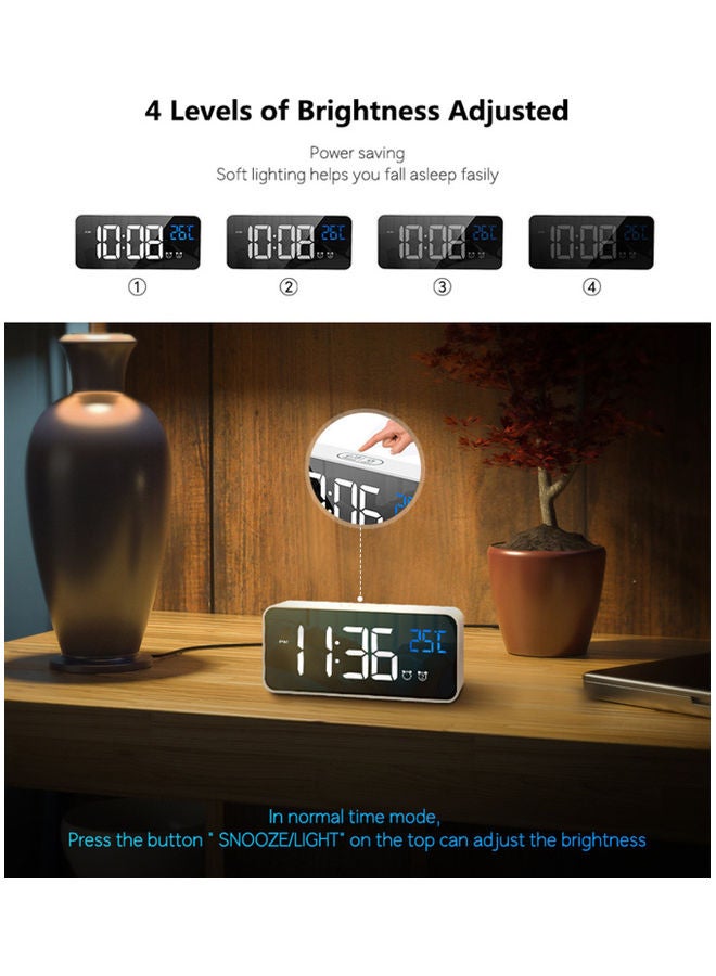 Generic LED Digital Alarm Clock White  - Image 3