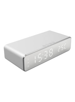 Digital Alarm Clock With Led Mirror Screen Silver