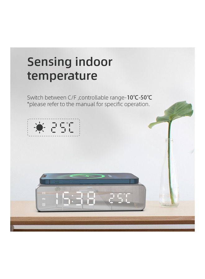 Generic - Digital Alarm Clock With Led Mirror Screen Silver - Image 1