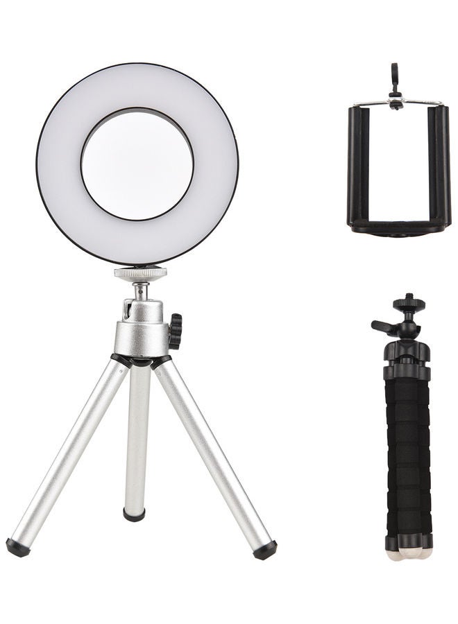 مصباح حلقي مع حاملين للكمبيوتر المكتبي ومشبك متعدد الألوان - Image 1