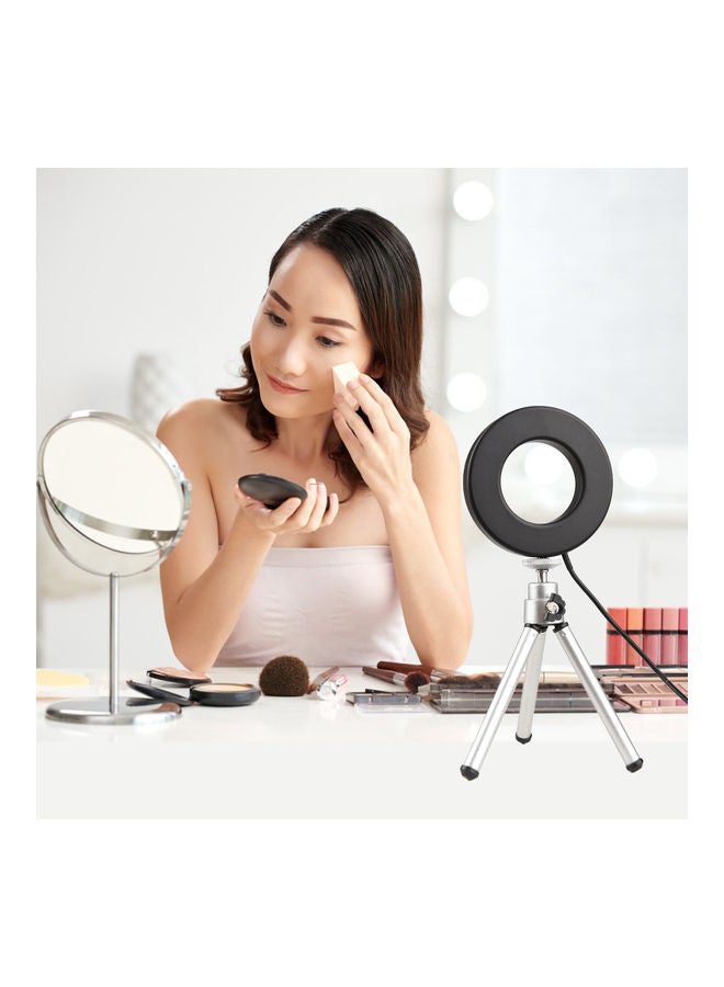 مصباح حلقي مع حاملين للكمبيوتر المكتبي ومشبك متعدد الألوان - Image 3