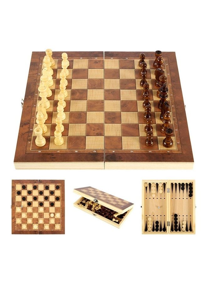 EHOME - 3 in 1 Chess Checkers Backgammon Set 24 X 24cm - Image 1