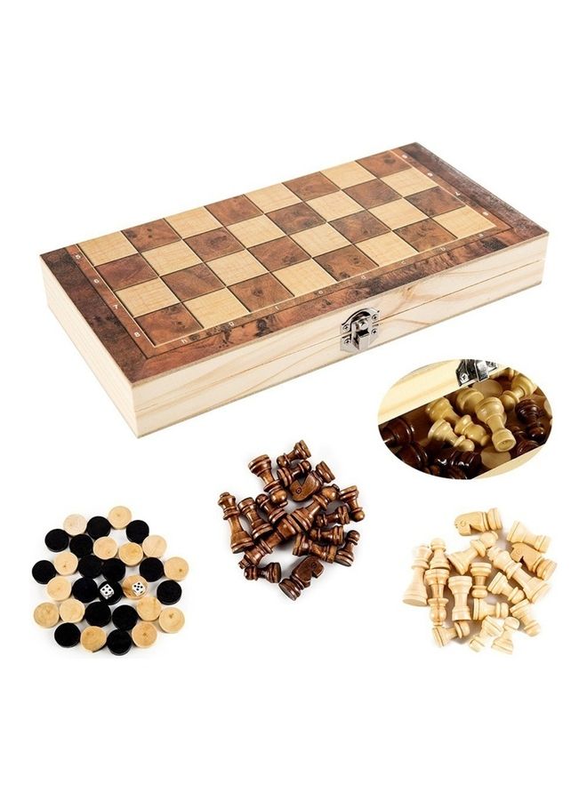 EHOME - 3 in 1 Chess Checkers Backgammon Set 24 X 24cm - Image 1