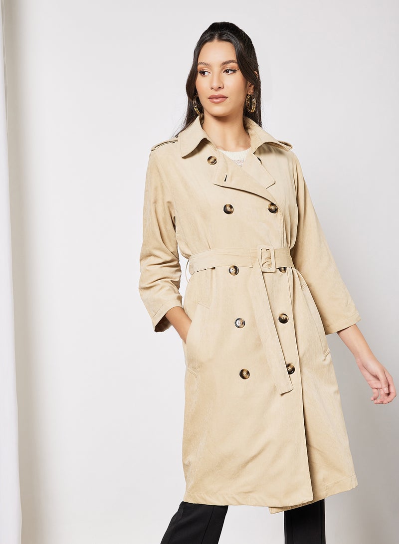 Belted Longline Coat Beige - v1637135455/N48068049V_1