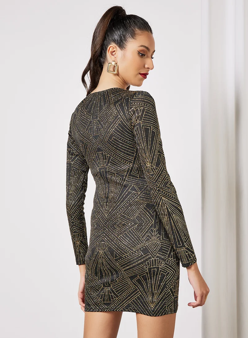LABEL RAIL Sequin Bodycon Dress Black