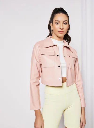 LABEL RAIL Faux Leather Jacket Pink