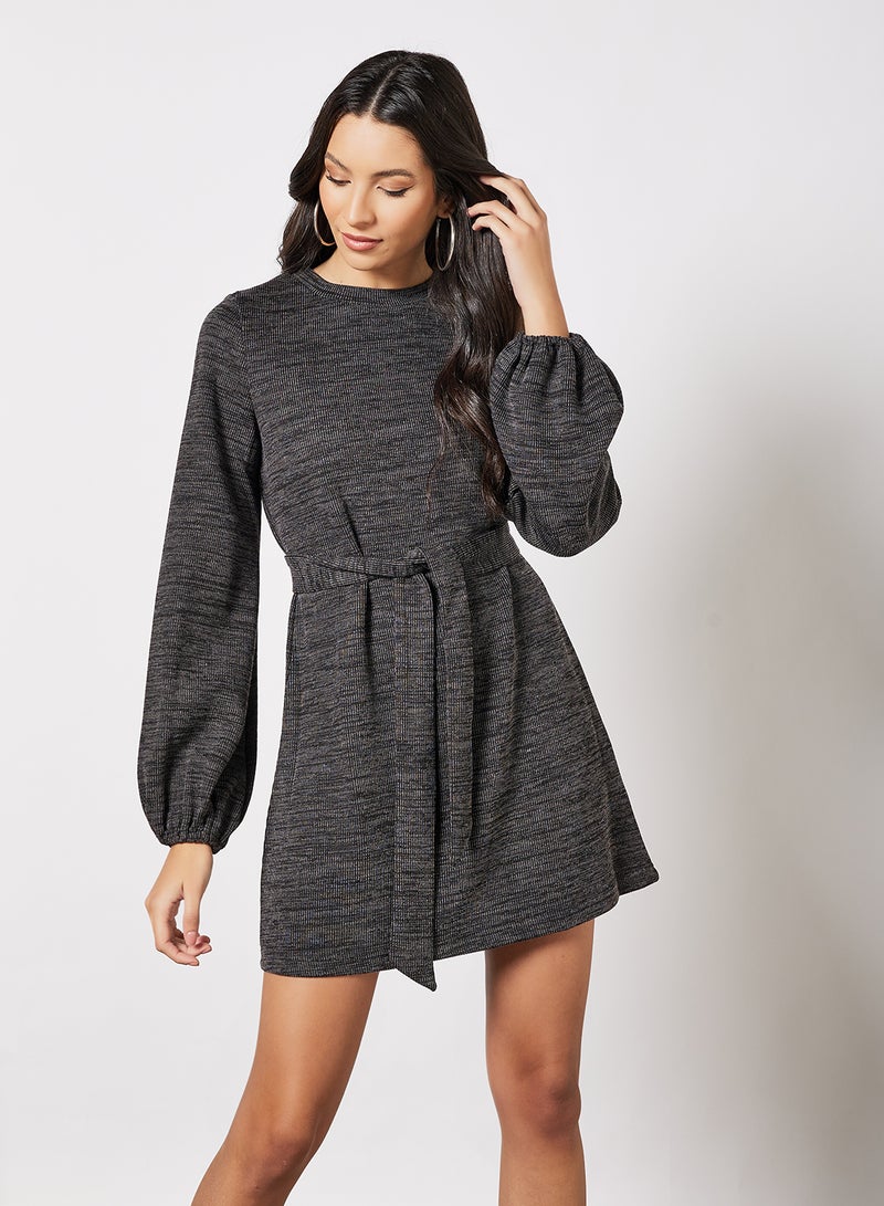 LABEL RAIL Knitted Balloon Sleeve Dress Black  - Image 1