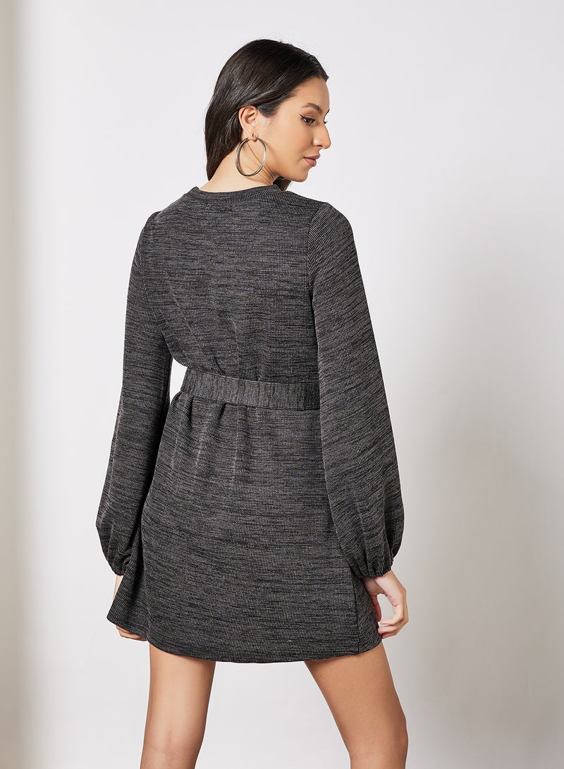 LABEL RAIL Knitted Balloon Sleeve Dress Black  - Image 3