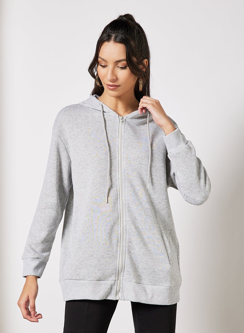 Oversized Zip Through Hoodie Grey - v1637135508/N48465695V_1