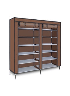 ALMUFARREJ 12-Shelves Multipurpose Adjustable Collapsible Shoe Rack Brown 120x118x30cm  - Image 2