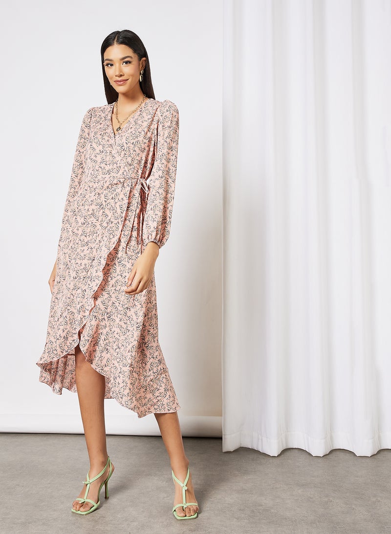 LABEL RAIL - Floral Print Midi Dress Pink - Image 1