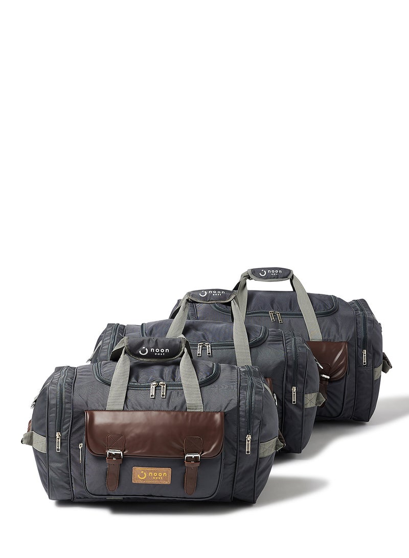 Noon East 3-Piece Lightweight Waterproof Polyester Multipurpose Luggage Duffle Bag/Gym Bag Set 20/22/24 Inch Grey  - Image 1