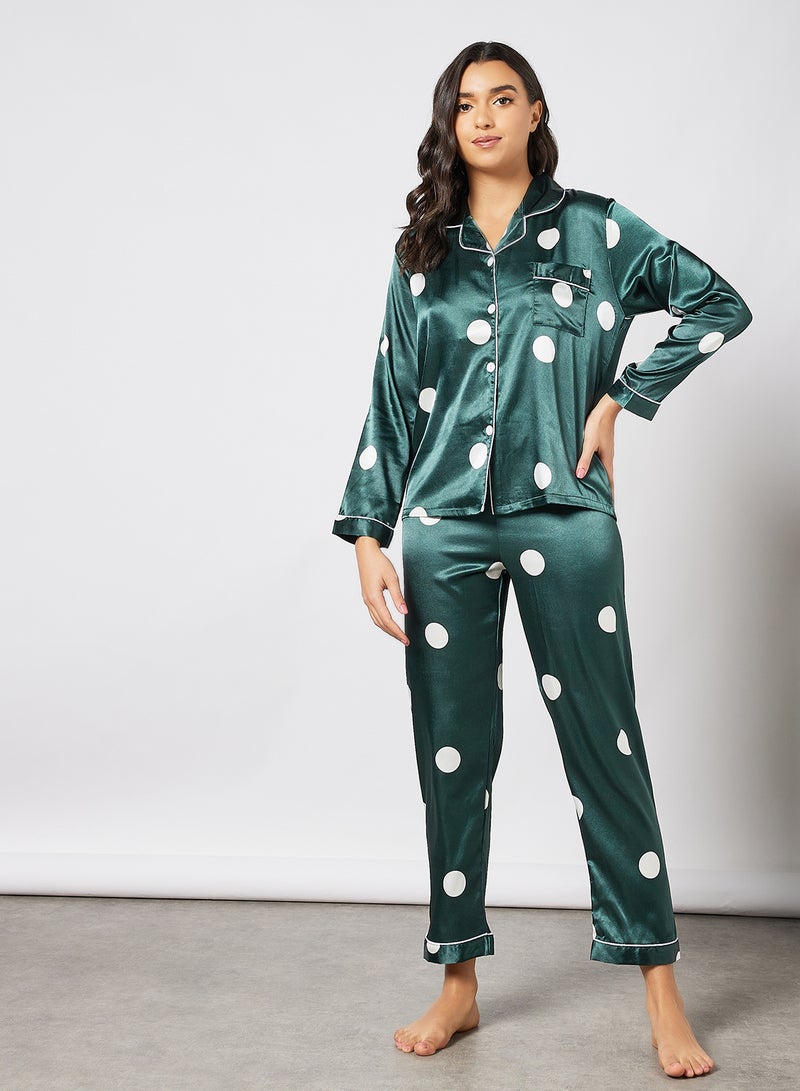 Satin Top and Pants Set Green - v1637138758/N48465743V_1