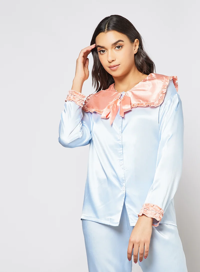 STYLISTPARK Satin Top and Pants Set