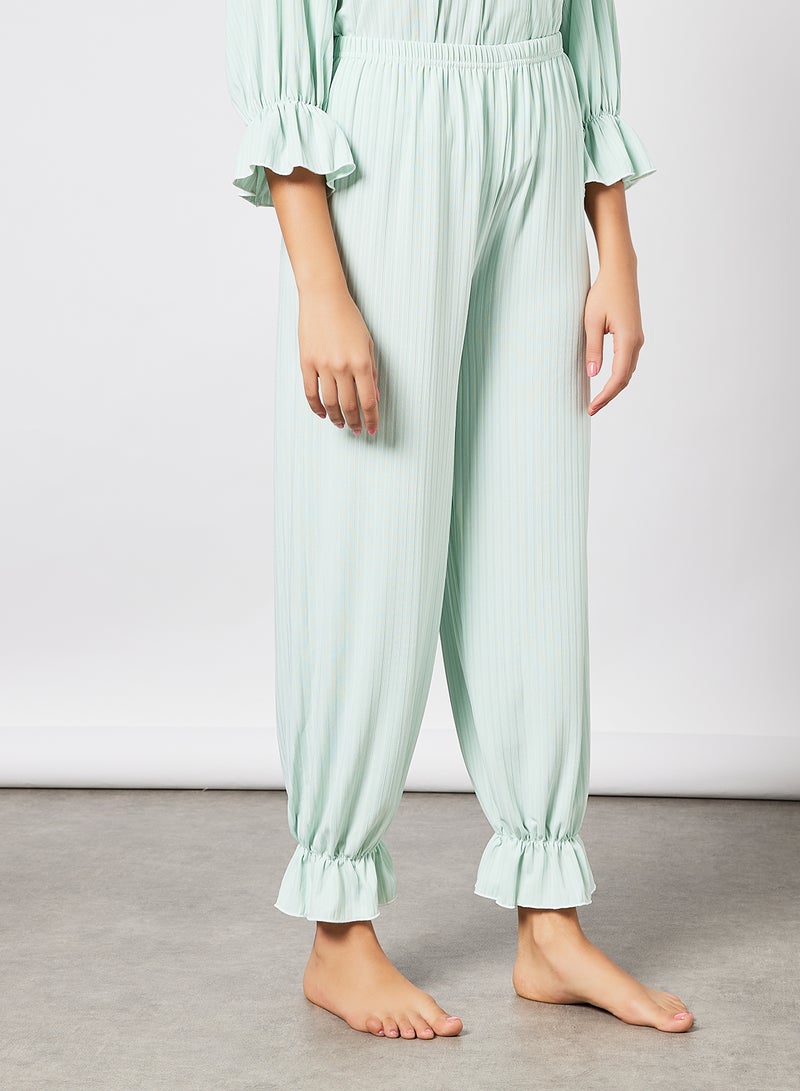 STYLISTPARK Ribbed Top and Pants Set Green - Image 2