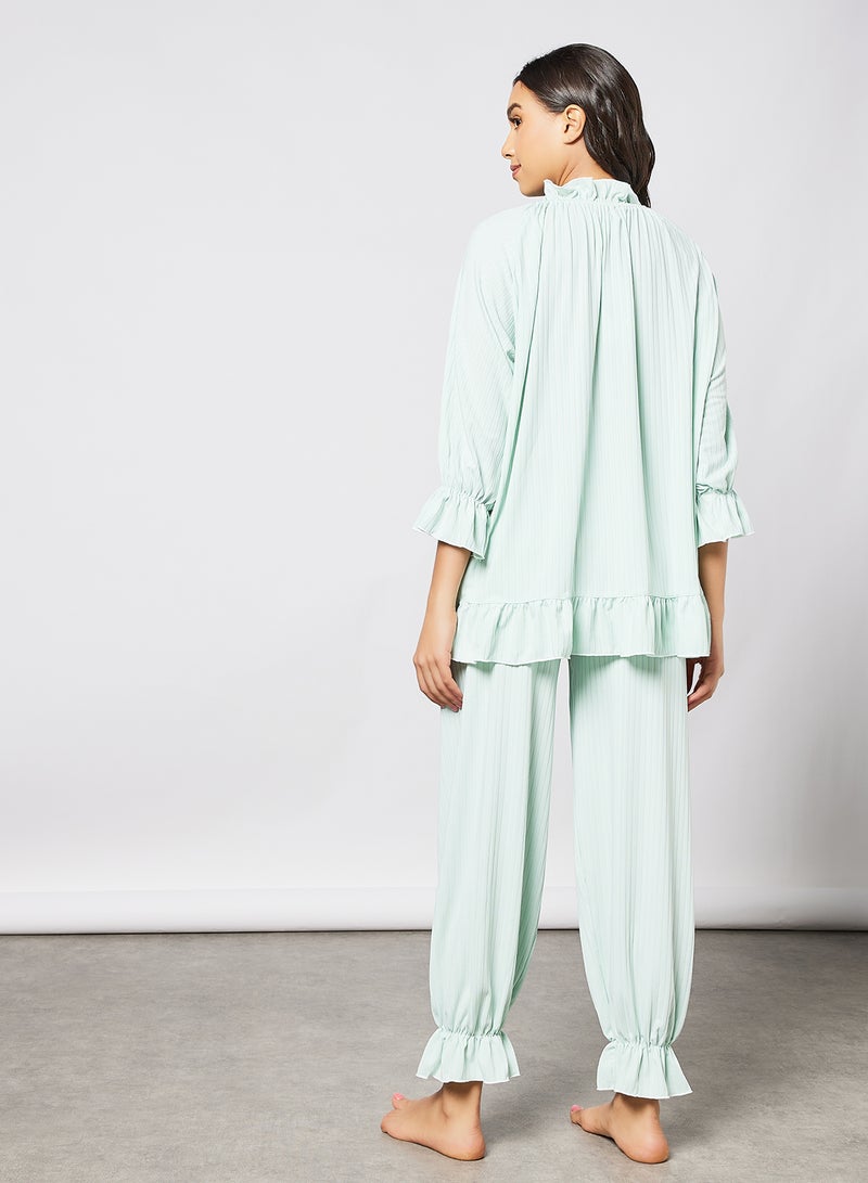 STYLISTPARK Ribbed Top and Pants Set Green - Image 4