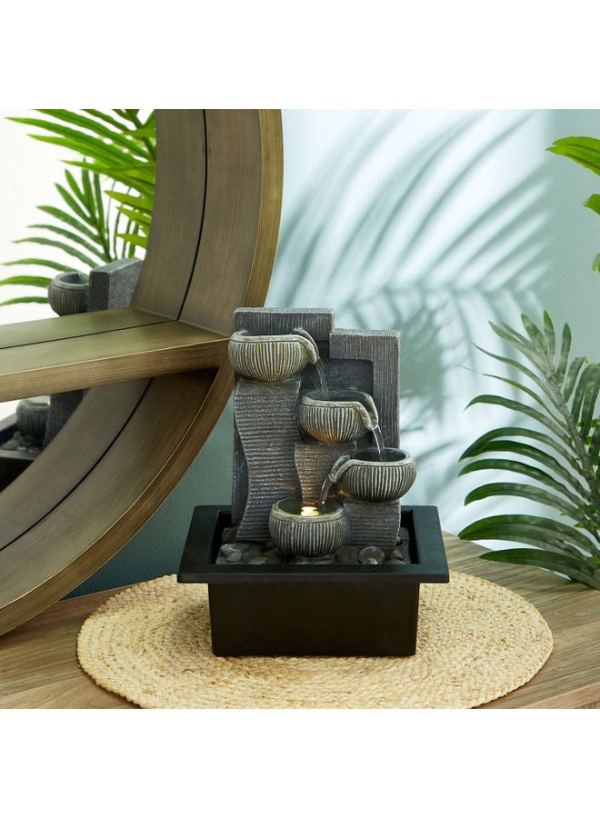 Home Box Amber Modern Fountain With 1 Yellow Light Grey 25 x 17cm  - Image 1