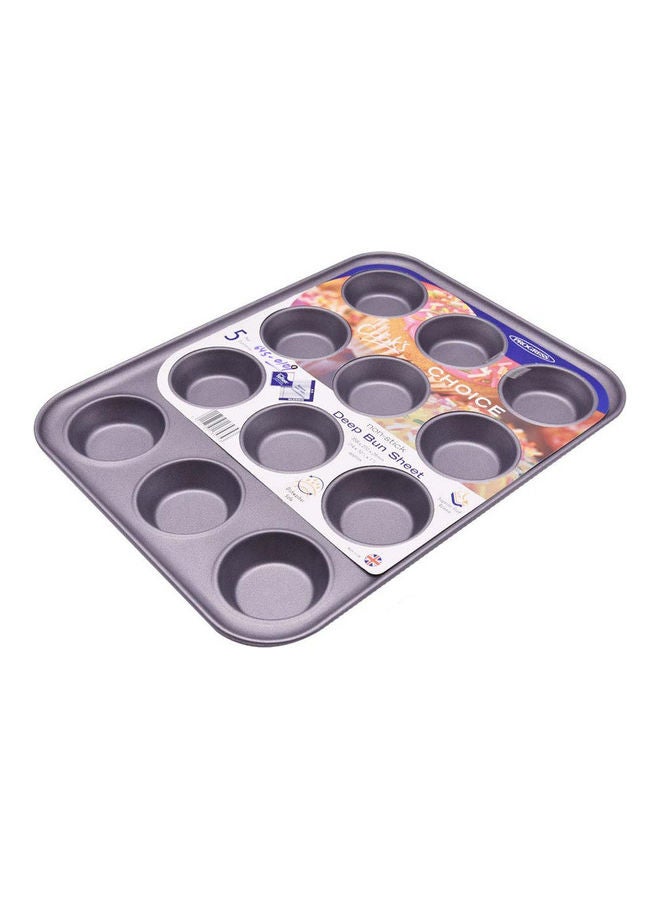 Progress Cooks Choice 12-Hole Deep Bun Sheet Grey 36x27x4cm 