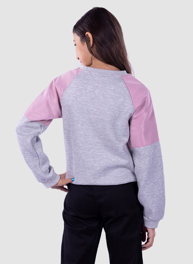 giggles Kids/Teen Text Print Sweatshirt Grey  - Image 2