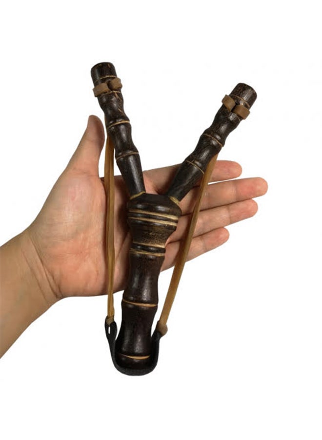 Bluelans - Wooden Slingshot Catapult Hand Made Classic Bamboo Style Traditional Toy For Kids 19.5x10cm - Image 1