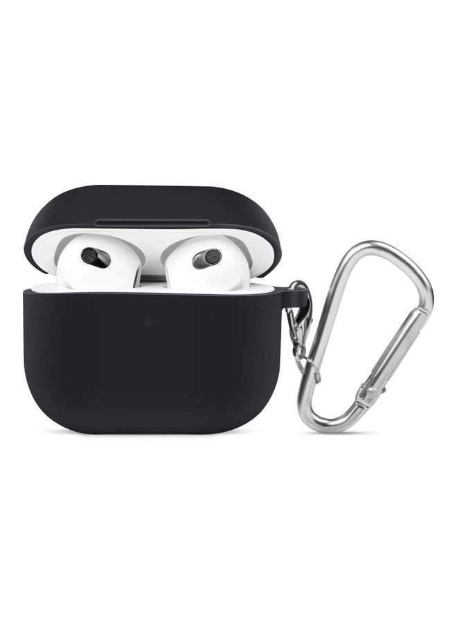 Generic - Apple AirPods 3 Protective Case Cover With Metal Keychain Black - Image 1