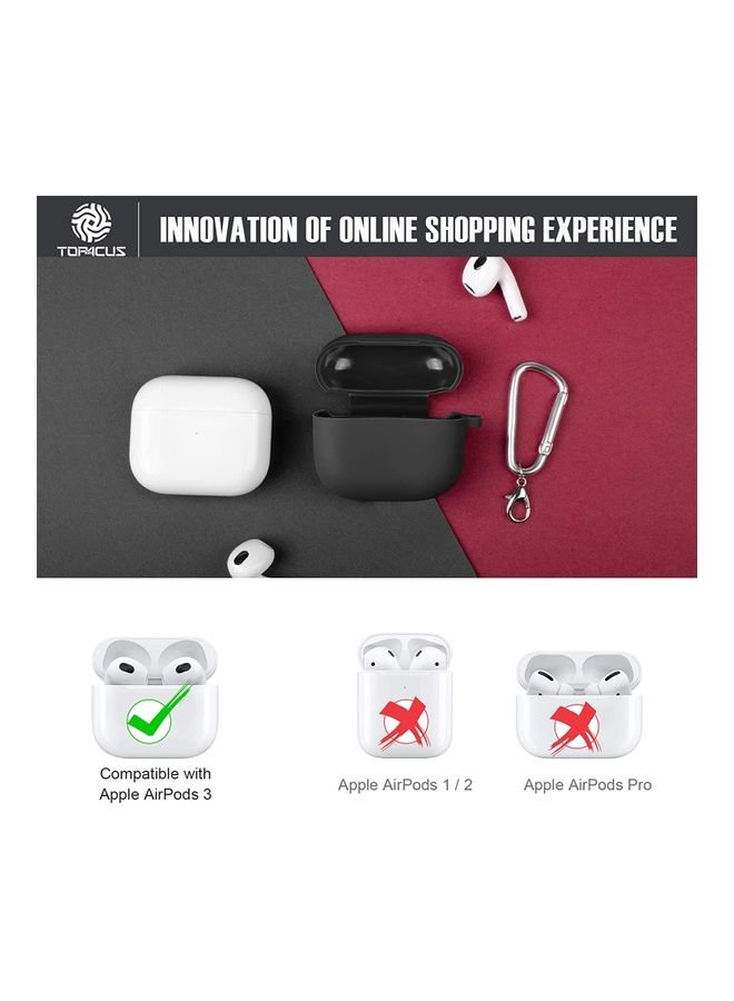 Generic - Apple AirPods 3 Protective Case Cover With Metal Keychain Black - Image 1