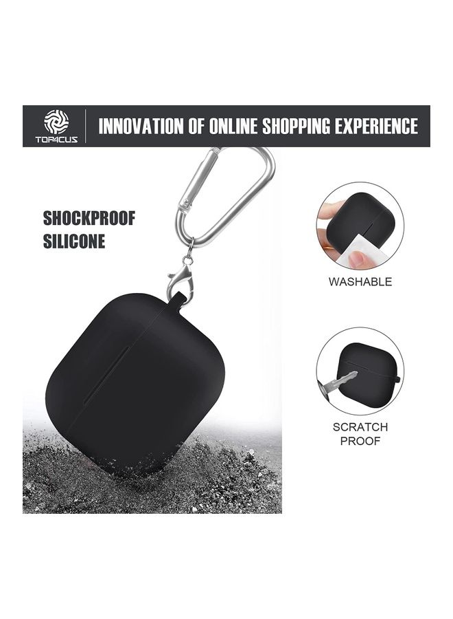 Generic - Apple AirPods 3 Protective Case Cover With Metal Keychain Black - Image 1