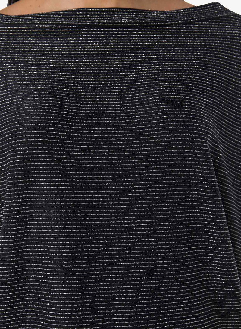 R&B Drop Shoulder Shimmer Top Dark Grey  - Image 5