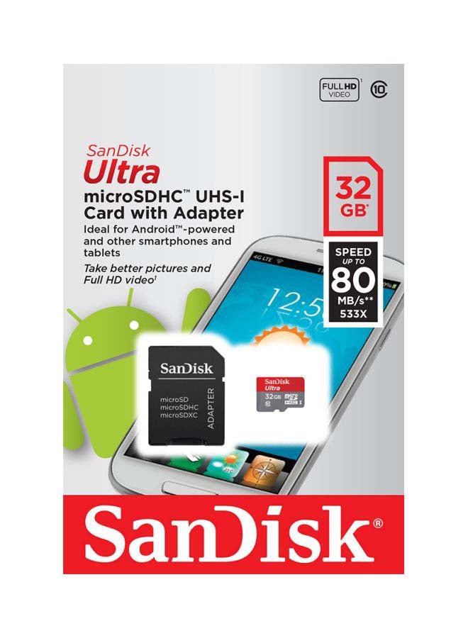 Sandisk - Ultra UHS-I MicroSDHC Card With Adapter 32.0 GB - Image 1