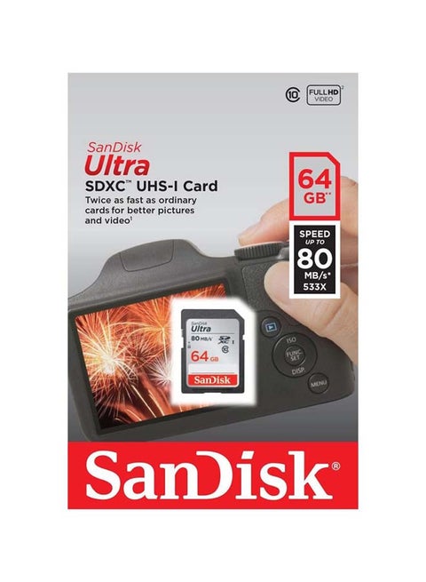 Ultra Class 10 SDXC UHS-I Memory Card Upto 80MB/s 64 GB