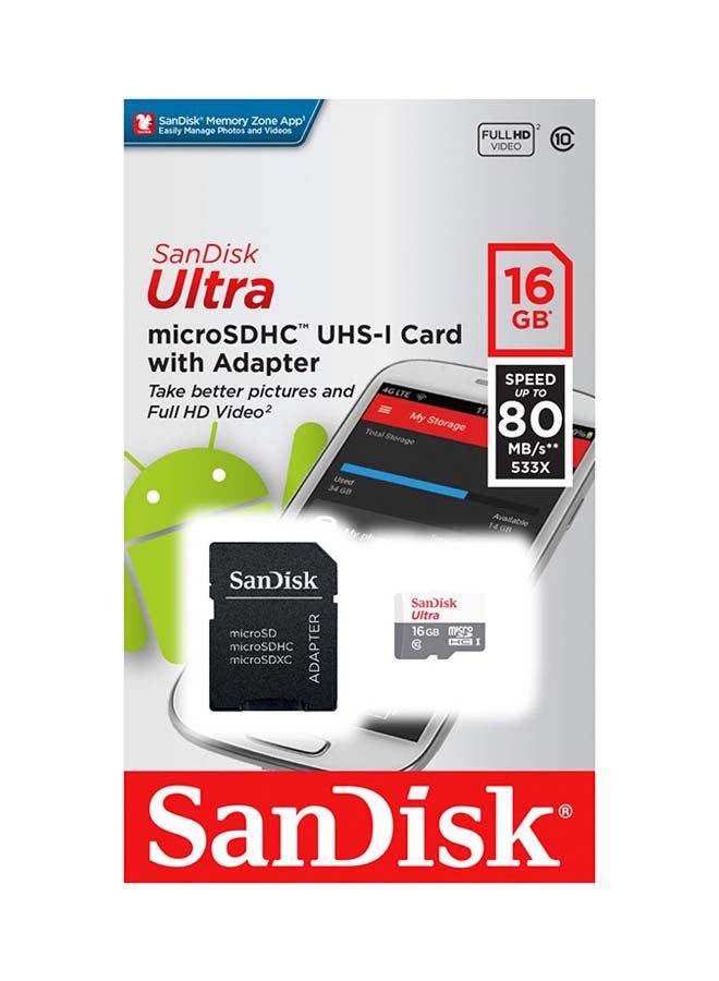 Class 10 Ultra Android MicroSDHC Memory Card And SD Adapter 16.0 GB - v1637142853/N13069095A_2