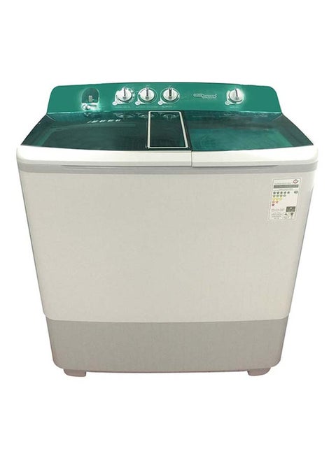 18 kg Twin-Tub Semi-Automatic Washing Machine, Light Grey/Green, Efficient Top-Load Washer With Lint Filter, Spin-Dry, 105.6 x 63.9 x 121.5 Cm SGW1800 White