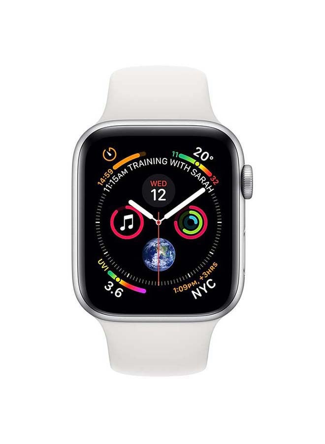 Apple - Watch Series 4 GPS Silver Aluminium Case With Sport Band 44mm White - Image 1