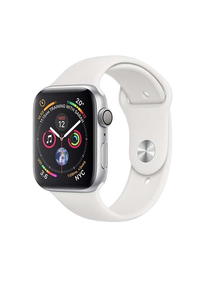 Apple - Watch Series 4 GPS Silver Aluminium Case With Sport Band 44mm White - Image 1