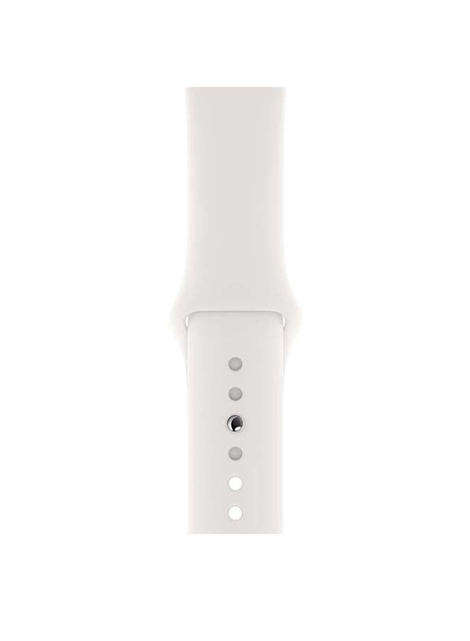 Apple - Watch Series 4 GPS Silver Aluminium Case With Sport Band 44mm White - Image 1