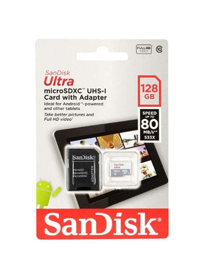 Ultra microSDXC UHS-1 Card With SD Adapter 100 Mb/s 128.0 GB