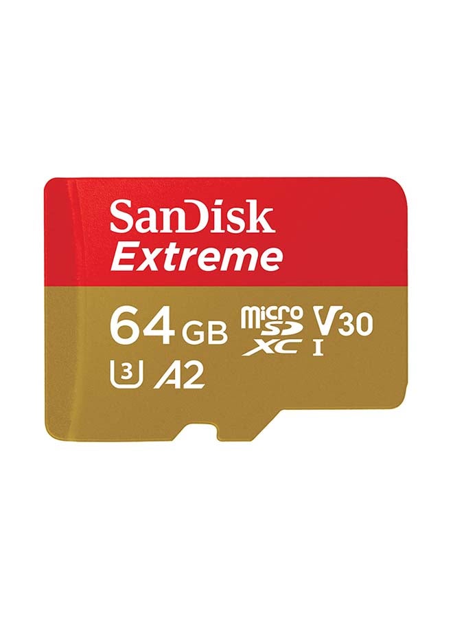 Extreme microSDXC UHS-I Memory Card With Adapter - A2, U3, V30, 4K UHD, Micro SD 64 GB
