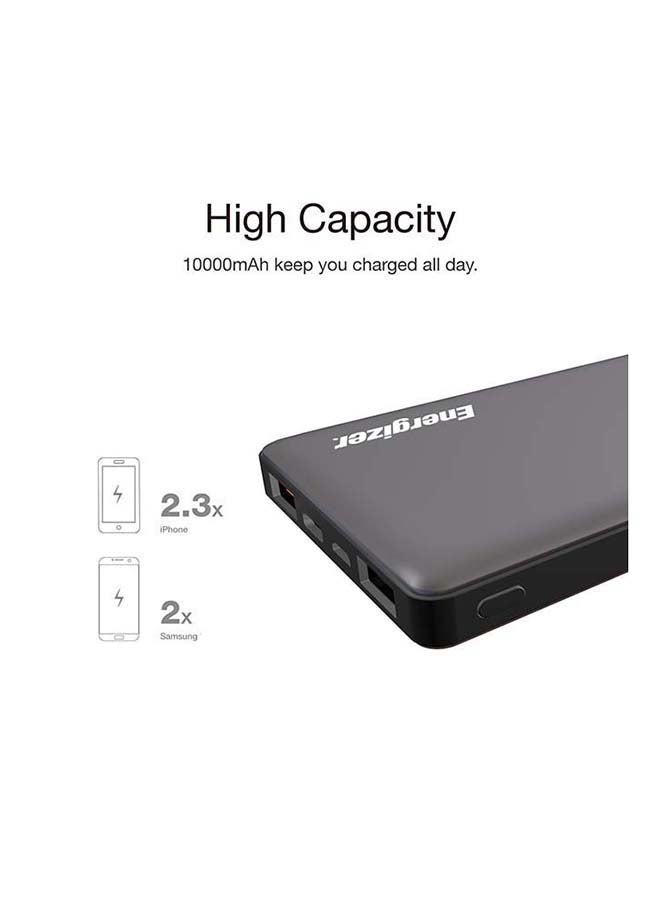 إنرجايزر - 10000.0 mAh Ultimate QualComm3.0 Power Bank, Two-Way Input/Output For IPhones/ IPads, Quick Charge3.0 Android Devices, Fast Recharging, PowerSafe Management, 18W Grey - Image 1